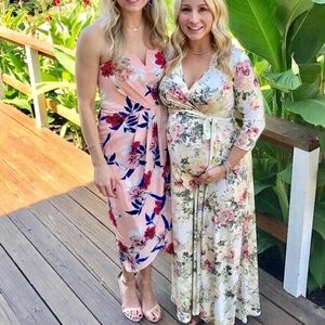 Pink blush rose maternity dress